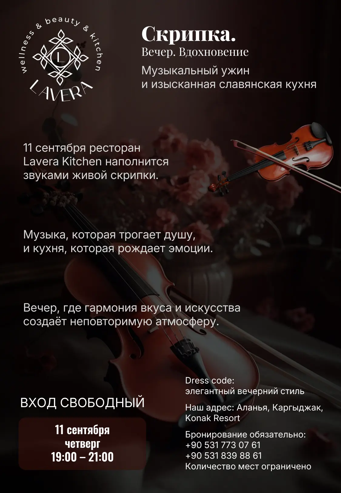 Афиша музыкальной программы Скрипка