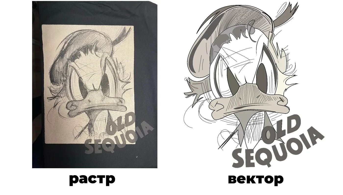 Сравнение эскиза и векторного персонажа